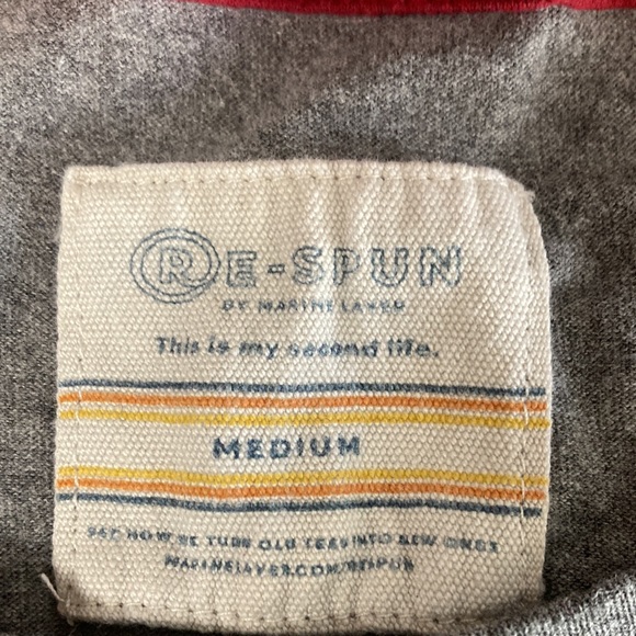 Re-Spun grey short sleeve t shirt with red, orange and yellow stripe - Picture 3 of 4